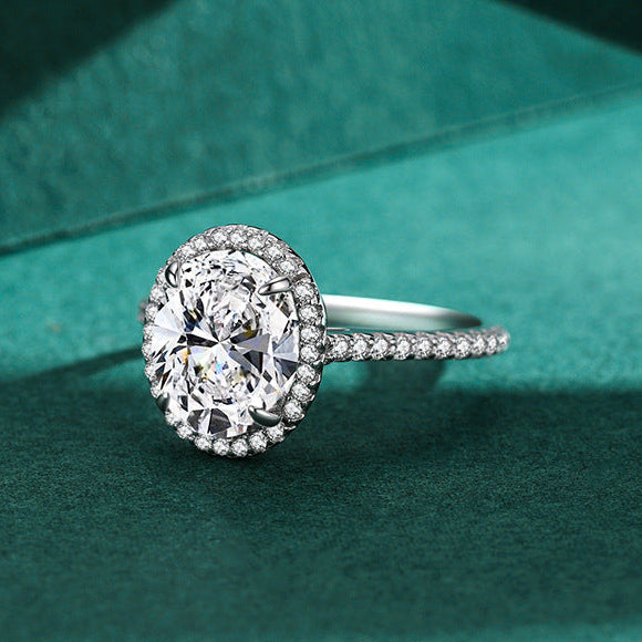 “Imperial Halo” 925 Sterling Silver Oval Statement Ring