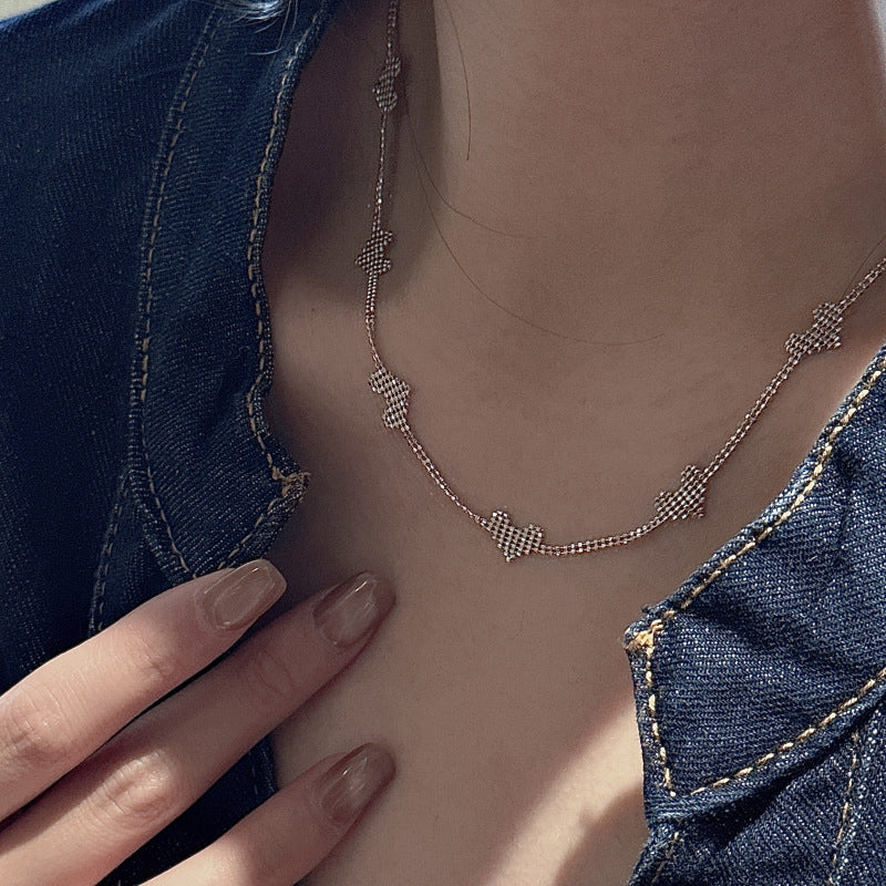 "Heartlink" S925 Sterling Silver Retro Heart Chain Necklace and Bracelet Set