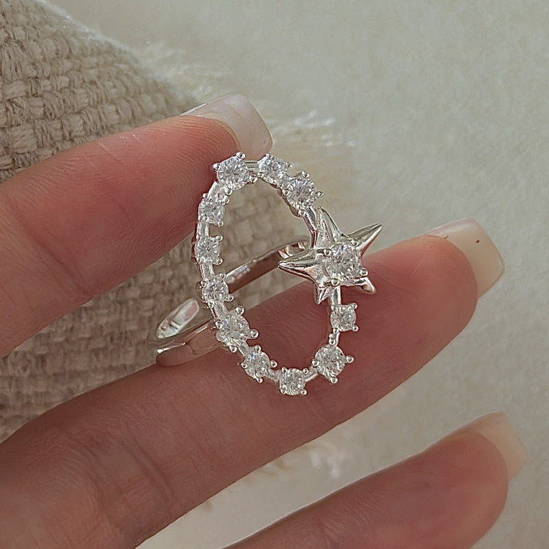 "Starlit Charm" Adjustable 925 Sterling Silver Ring