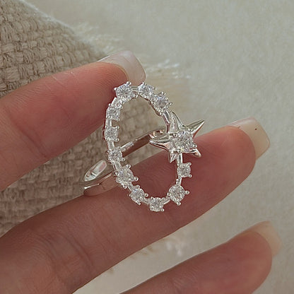 "Starlit Charm" Adjustable 925 Sterling Silver Ring