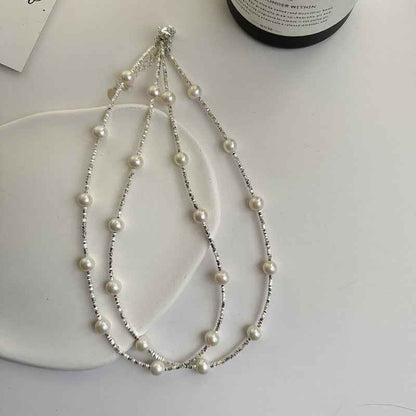 "Silvered Pearl" 925 Sterling Silver Freshwater Pearl Necklace & Bracelet