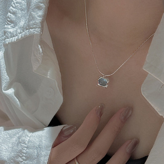 "Ocean Breeze" S925 Sterling Silver Aquamarine Necklace