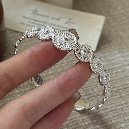 "Retro Circle" 925 Sterling Silver Bracelet
