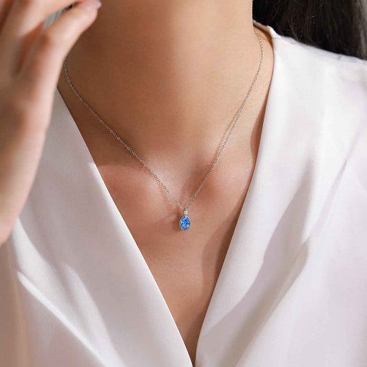 “Azure Stardrop” 925 Sterling Silver Blue Zircon Jewelry Set