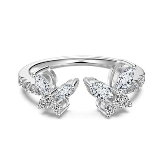 "Twin Flutter" 925 Sterling Silver Adjustable Ring