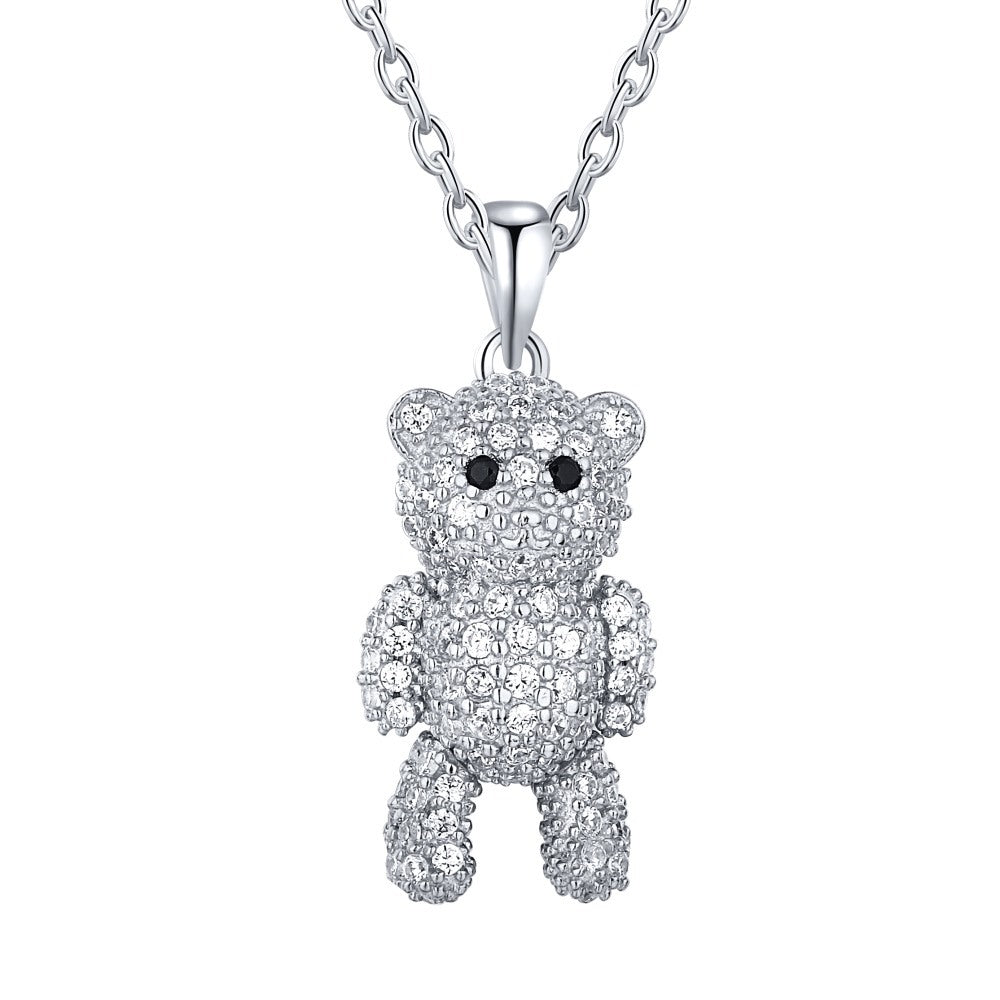 “Teddy Spark” S925 Sterling Silver Teddy Bear Necklace