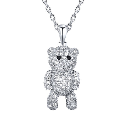 “Teddy Spark” S925 Sterling Silver Teddy Bear Necklace