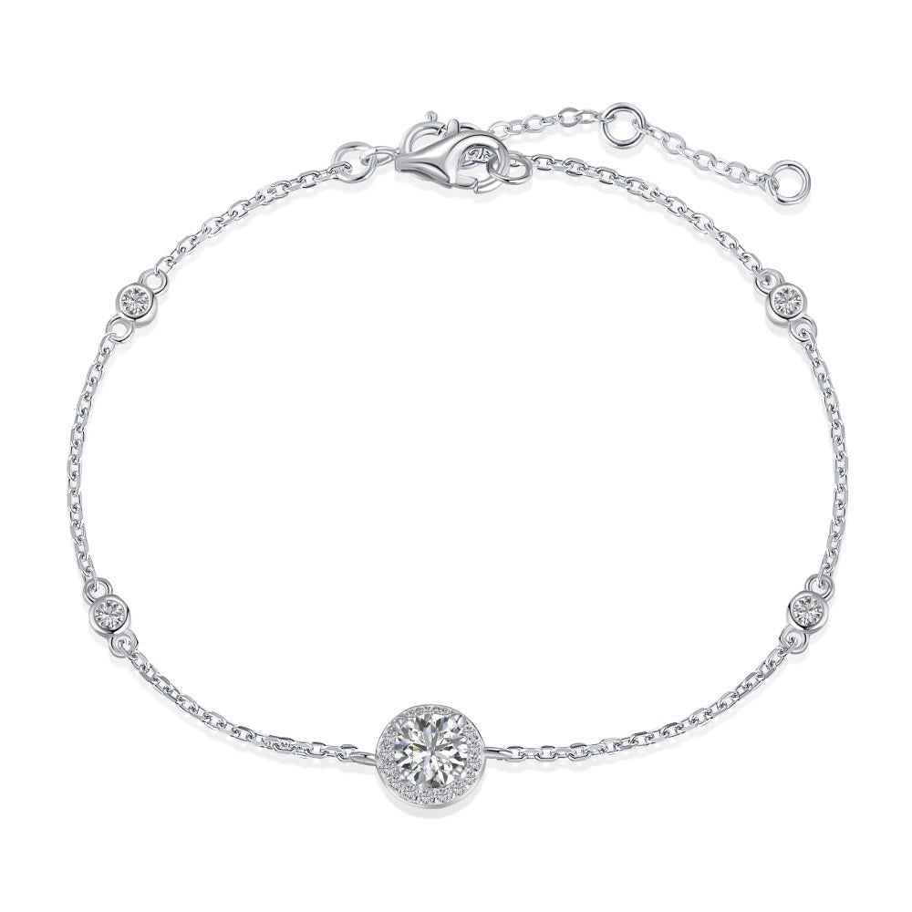 “Halo Whisper” S925 Sterling Silver Pavé Circle Bracelet