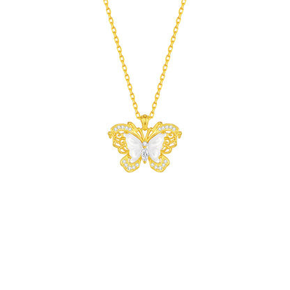 “Luna Papillon” S925 Sterling Silver Shuimo Jade Butterfly Necklace