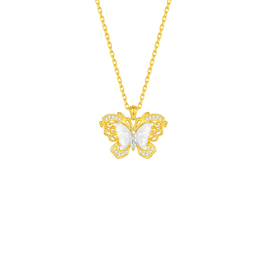 “Luna Papillon” S925 Sterling Silver Shuimo Jade Butterfly Necklace