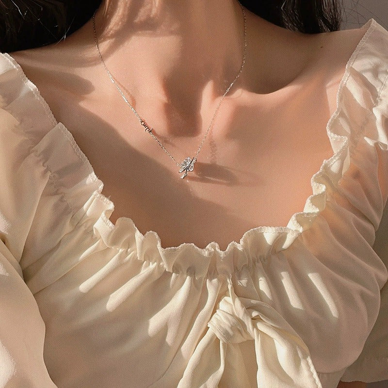 "Only You" 925 Sterling Silver Heart & Bow Necklace