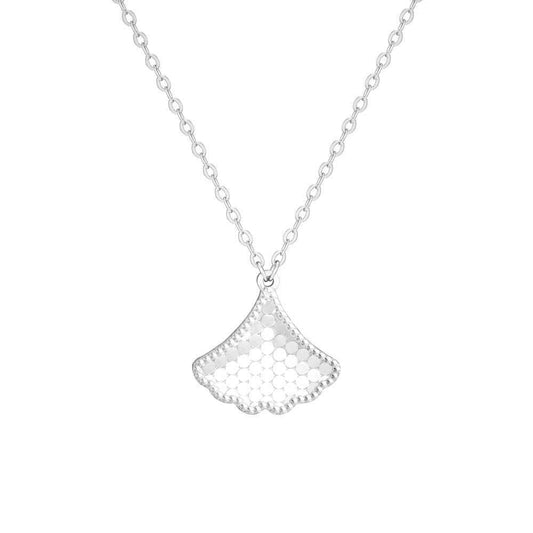 “Autumn Gleam” 925 Sterling Silver Textured Maple Pendant Necklace