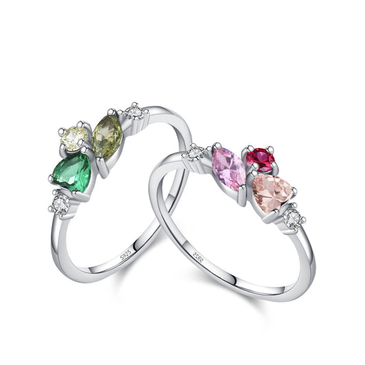“Forest Prism” 925 Sterling Silver Multi-Stone Ring