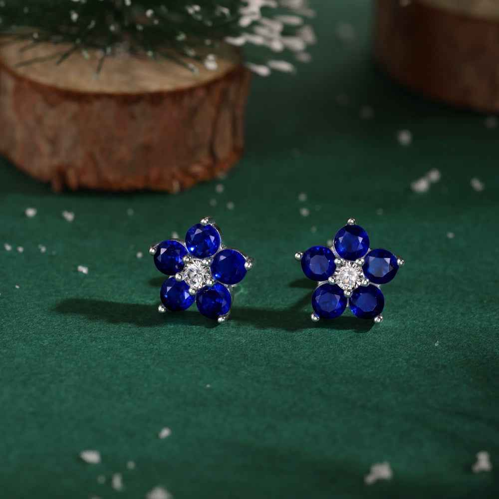 “Dopamine Blossom” S925 Sterling Silver Crystal Flower Stud Earrings