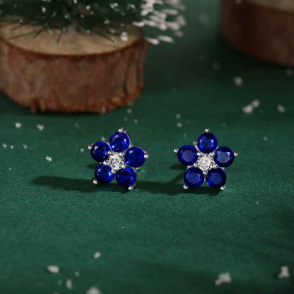 “Dopamine Blossom” S925 Sterling Silver Crystal Flower Stud Earrings