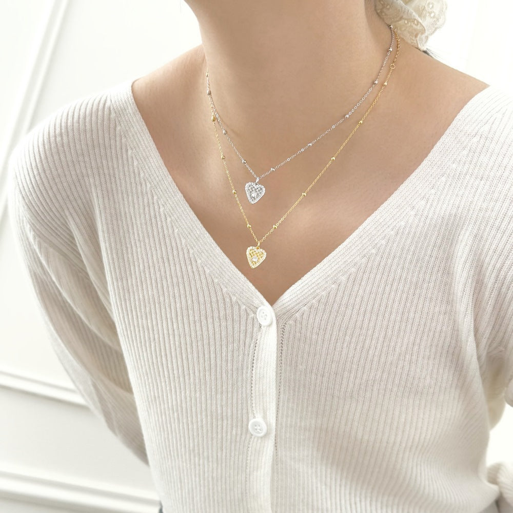 “Velvet Heart” S925 Sterling Silver Woven Heart Necklace