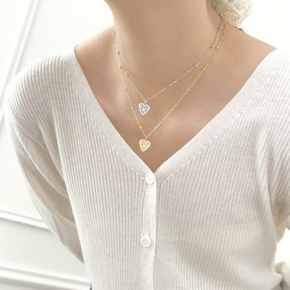 “Velvet Heart” S925 Sterling Silver Woven Heart Necklace