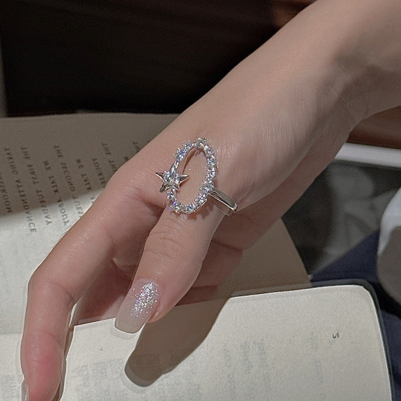 "Starlit Charm" Adjustable 925 Sterling Silver Ring