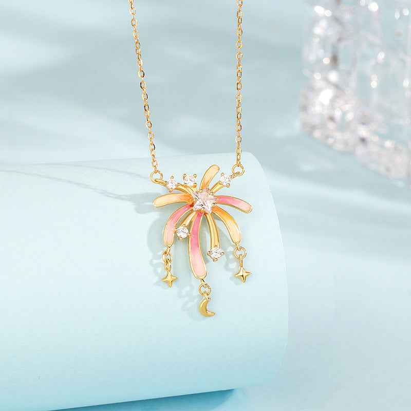 “Glow Fireworks” S925 Sterling Silver Enamel Necklace