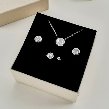 “Lumière Solitaire” S925 Sterling Silver Zircon Jewelry Set