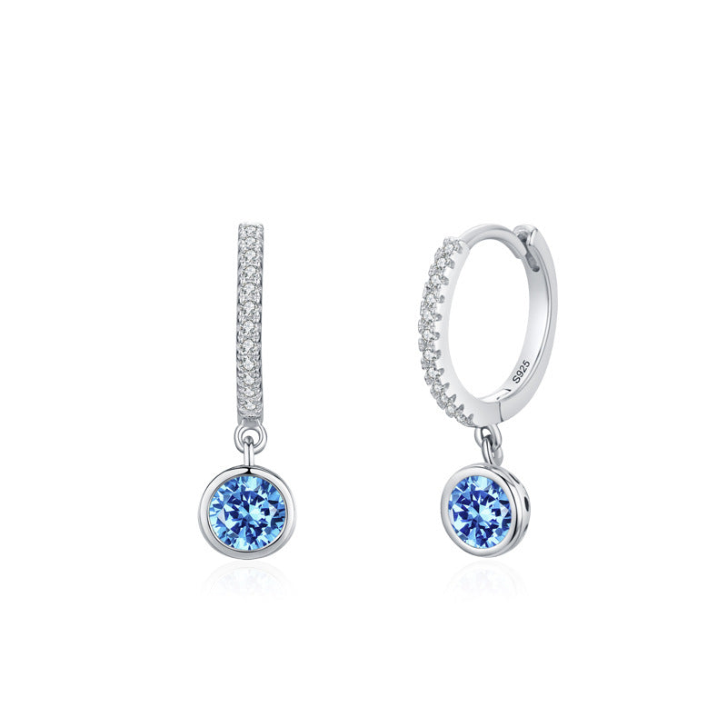 “Azure Halo” 925 Sterling Silver Aquamarine Zircon Jewelry Set