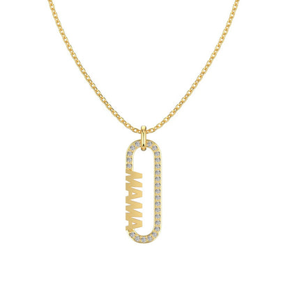 “Mama Link” S925 Sterling Silver Pavé Mom Jewelry Set (Necklace & Earrings)