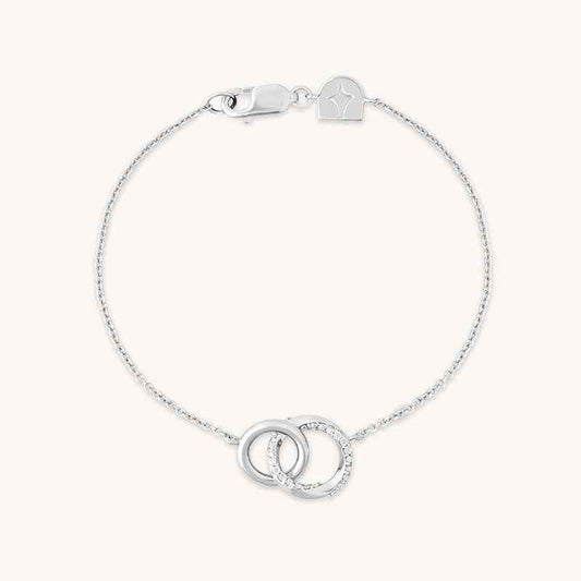 “Circle Glow” S925 Sterling Silver Zircon Double Ring Bracelet