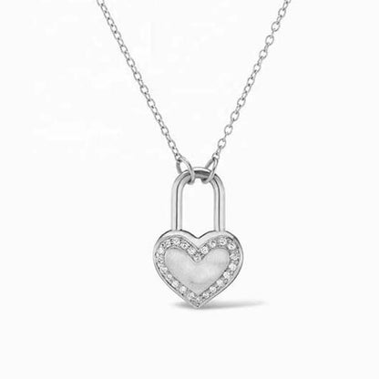 “Heartlock Grace” 925 Sterling Silver Micro Pavé Heart Lock Necklace