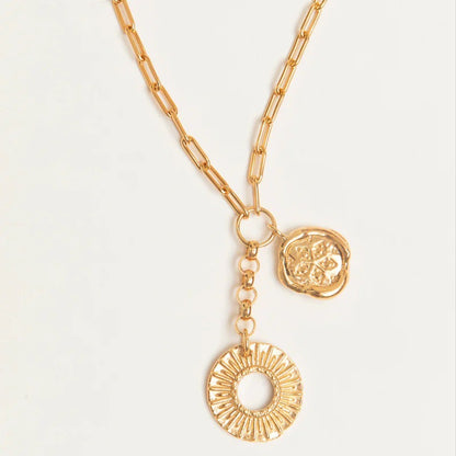“Orbit Muse” 18K Real Gold Plated Brass Round Pendant Y-Necklace