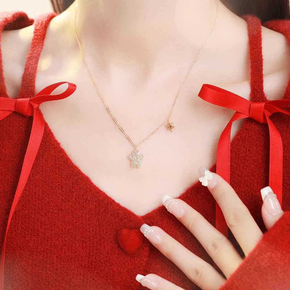 "Frosty Gingerbread" 925 Sterling Silver Gingerbread Pendant Necklace