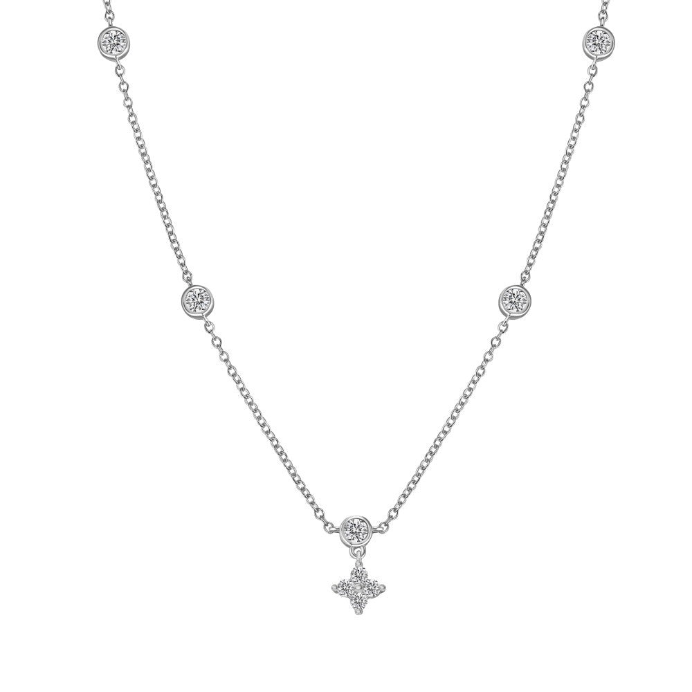 “Starlit Bloom” S925 Sterling Silver Necklace & Bracelet Set