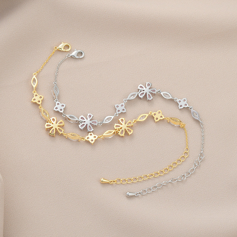 Sakura Élise Brass Genuine Gold-Plated 3A Zircon Floral Bracelet