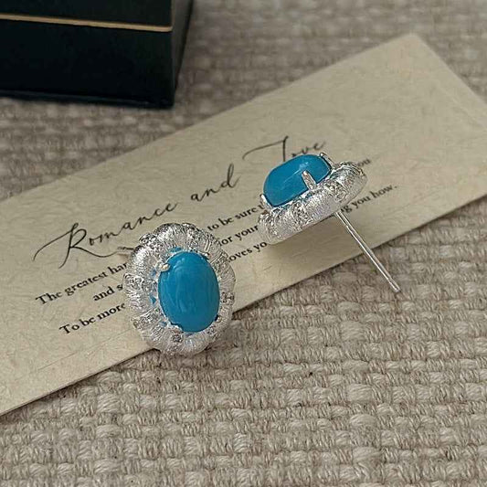 “Vintage Turquoise” 925 Sterling Silver Stud Earrings