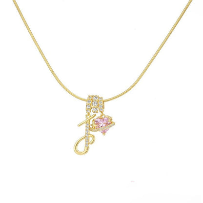 “Celestial Initial” Gold Plated Brass Alphabet Pendant Necklace
