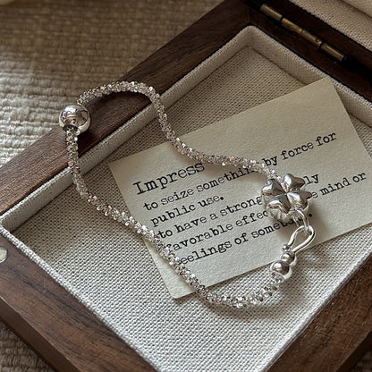 "Lucky Gleam" S925 Sterling Silver Four-Leaf Clover Bracelet