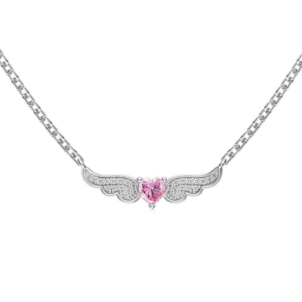 "Angel Blush Heart" 925 Sterling Silver Winged Jewelry Set