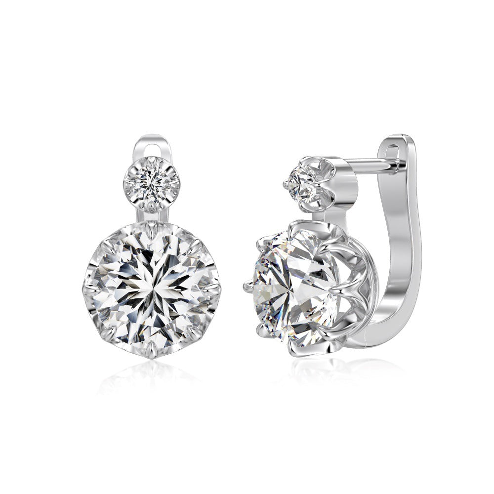 “Brilliant Aura” S925 Sterling Silver 9MM Solitaire Zircon Huggie Earrings