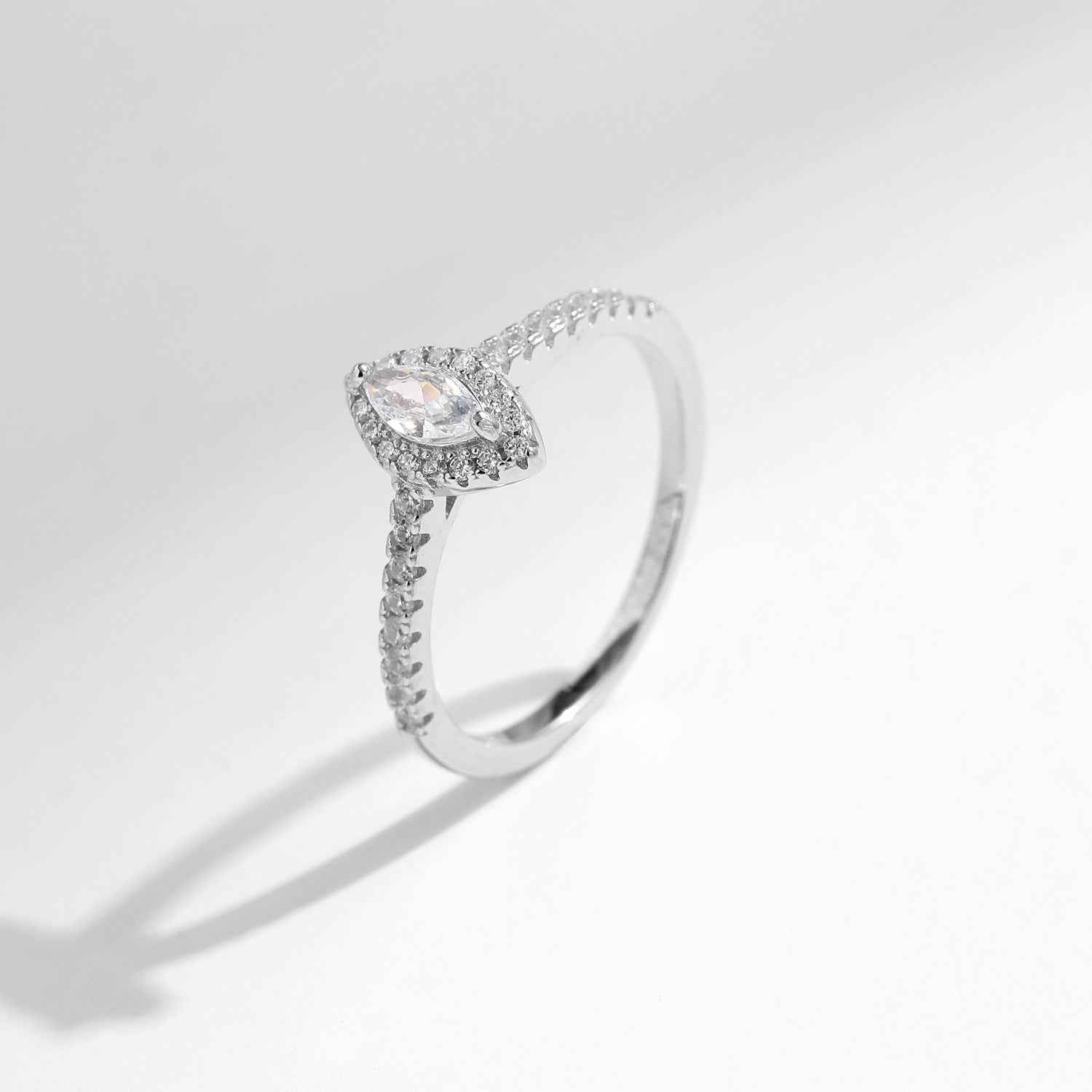 “Marquise Halo” 925 Sterling Silver Pavé Ring