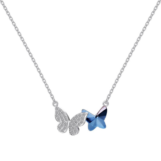 “Twin Flutter” S925 Sterling Silver Butterfly Necklace