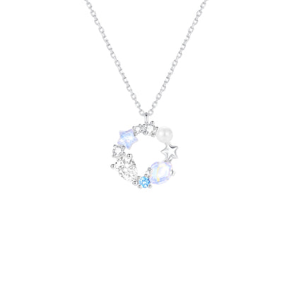 “Ocean Luster” S925 Sterling Silver Opalescent Shell Jewelry Set (Necklace & Tassel Earrings)
