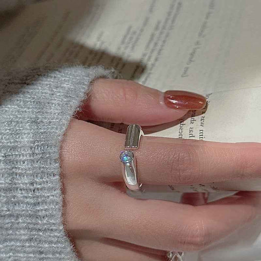 “Minimal Arc” 925 Sterling Silver Open Zircon Ring