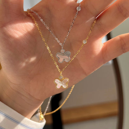 “Butterfly Gleam” S925 Sterling Silver Mother-of-Pearl Butterfly Necklace