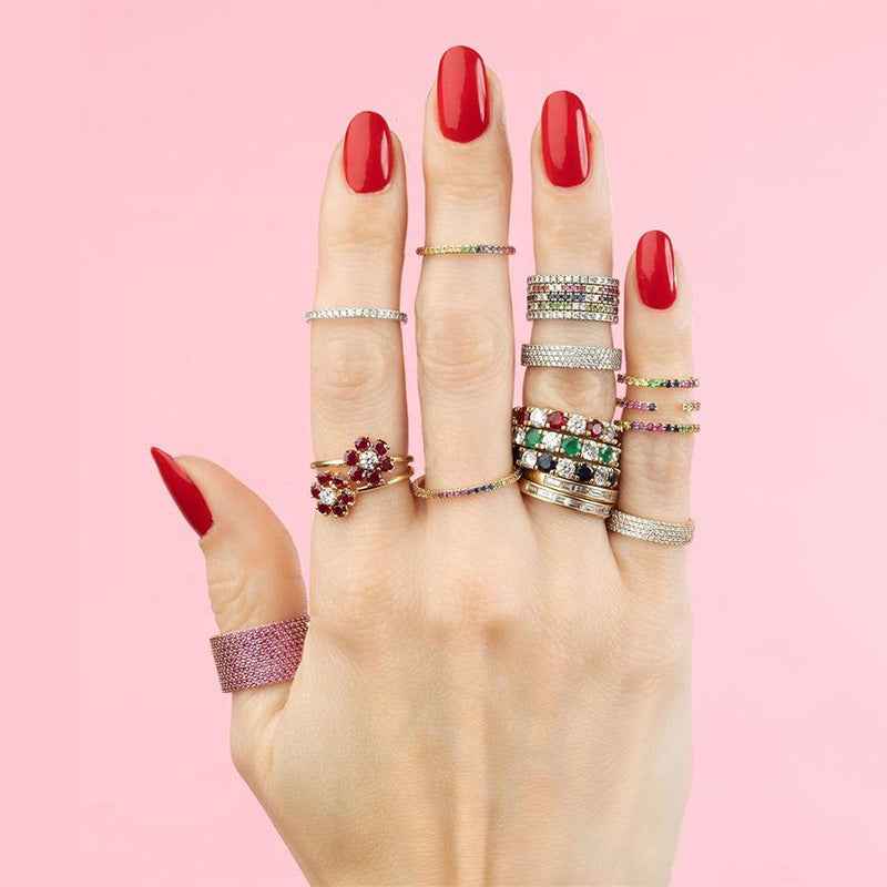 “Ruby Bloom” S925 Sterling Silver Two-Tone Floral Ring