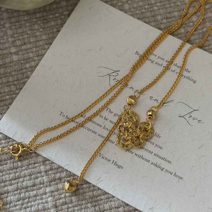 “Golden Coin Weave” 925 Sterling Silver Vintage Lucky Necklace