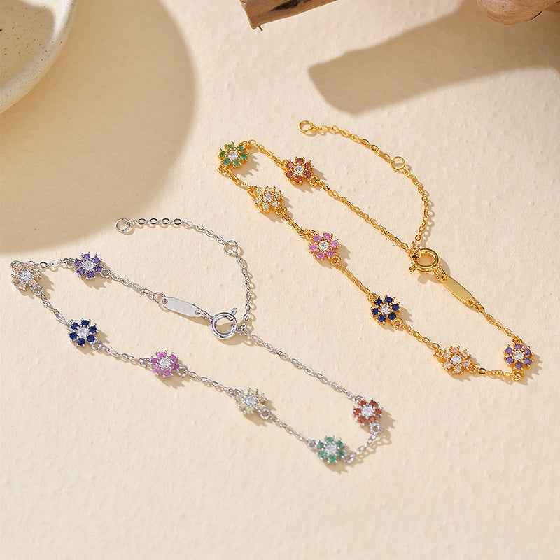 "Summer Bloom" 925 Sterling Silver Dopamine Flower Bracelet – Bright & Joyful