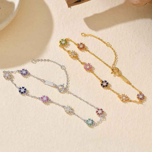 "Summer Bloom" 925 Sterling Silver Dopamine Flower Bracelet – Bright & Joyful