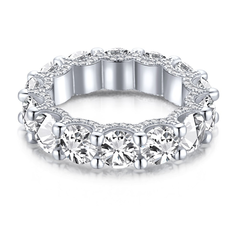 “Eternal Radiance” 925 Sterling Silver Full Eternity Pavé Band Ring