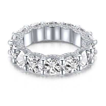 “Eternal Radiance” 925 Sterling Silver Full Eternity Pavé Band Ring