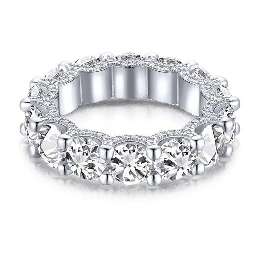 “Eternal Radiance” 925 Sterling Silver Full Eternity Pavé Band Ring