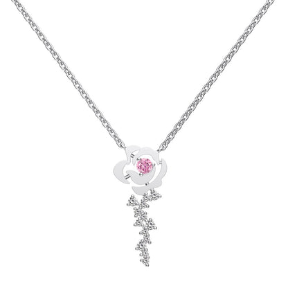 “Rosette Éclat” S925 Sterling Silver Hollow Rose Zircon Necklace